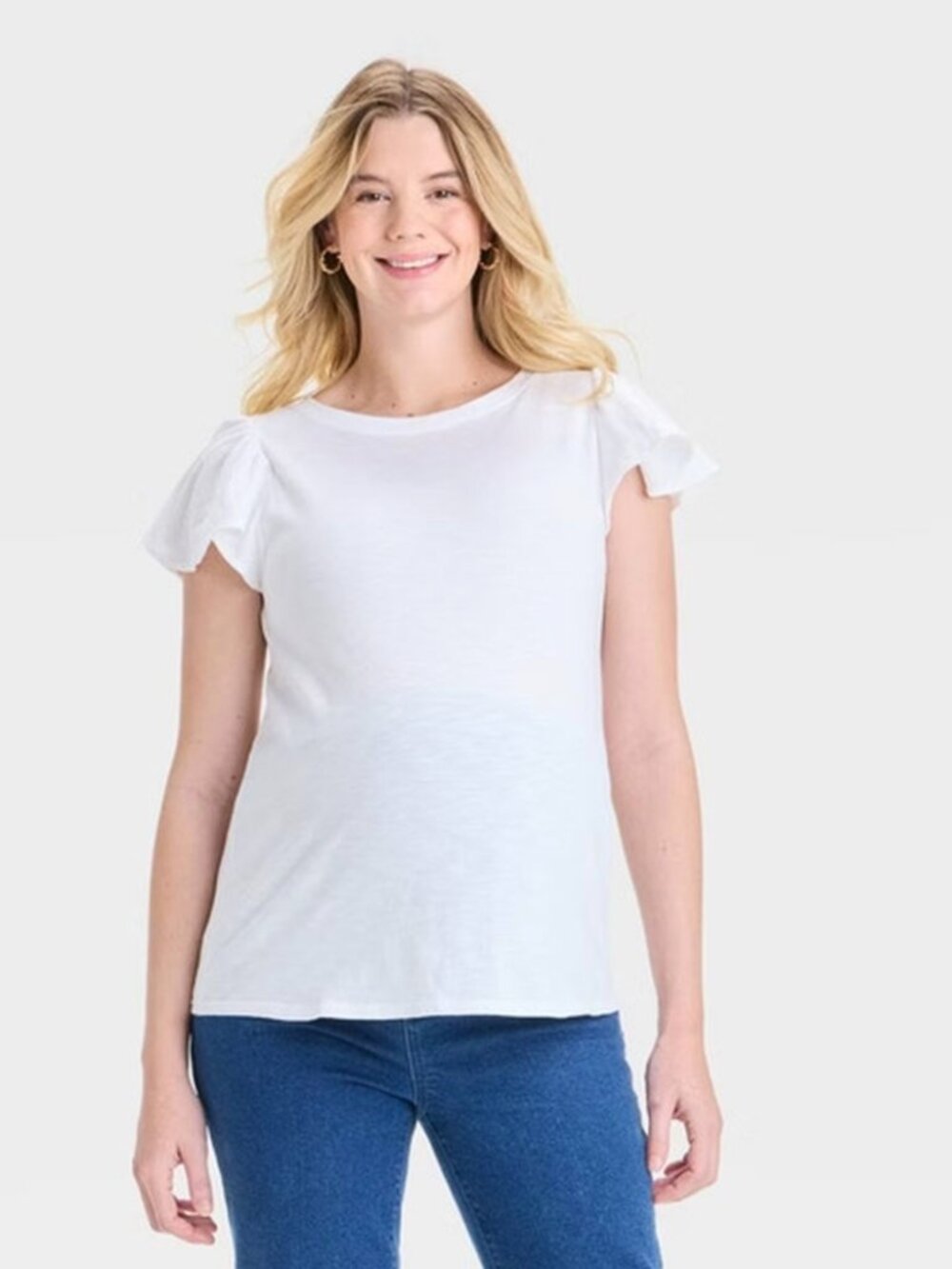 NWT XS Ingrid & Isabel Maternity Flutter White Short Sleeve tshirt top